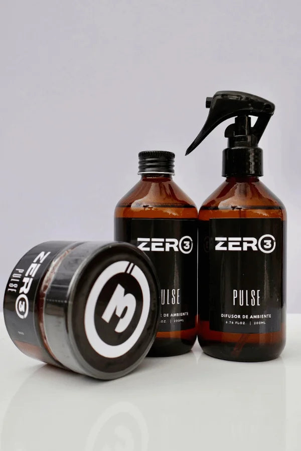 Kit PULSE - Vela Aromática, Difusor com Barra e Home Spray